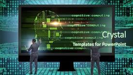  Presentation with machine learning - PPT theme enhanced with digital signal processing - cognitive computing and machine learning background and a tawny brown colored foreground