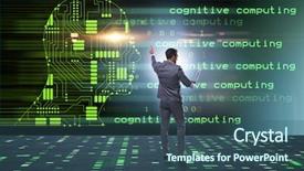  Presentation with machine learning - Beautiful presentation design featuring digital signal processing - cognitive computing and machine learning backdrop and a ocean colored foreground