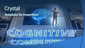  Presentation with cognitive - Colorful PPT layouts enhanced with digital signal processing - cognitive computing concept as future backdrop and a ocean colored foreground