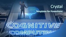  Presentation with cognitive - Cool new slides with digital signal processing - cognitive computing concept as future backdrop and a ocean colored foreground
