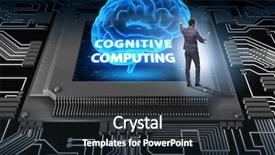  Presentation with cognitive - Beautiful slide deck featuring digital signal processing - cognitive computing concept as future backdrop and a wine colored foreground