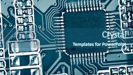  Presentation with digital signal processing - PPT theme featuring digital signal processing - electronic blue toned board background and a ocean colored foreground