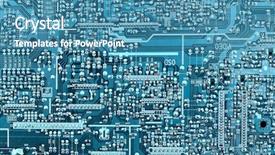  Presentation with digital signal processing - Beautiful presentation theme featuring digital signal processing - electronic board backdrop and a teal colored foreground