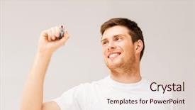  Presentation with marker - Beautiful presentation theme featuring digital signature - man writing something backdrop and a lemonade colored foreground