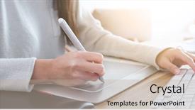  Presentation with working woman - Slides consisting of digital signature - woman working on laptop computer background and a mint green colored foreground