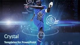  Presentation with futuristic - Cool new PPT theme with digital sports - football player against futuristic black backdrop and a ocean colored foreground