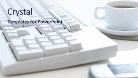  Presentation with digital pen - Slides consisting of digital system - close-up of white keyboard cellphone background and a  colored foreground