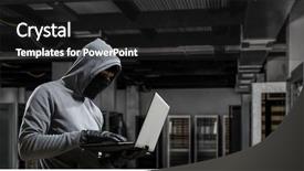  Presentation with computer attack - Theme enhanced with digital system - computer privacy attack mixed media background and a dark gray colored foreground