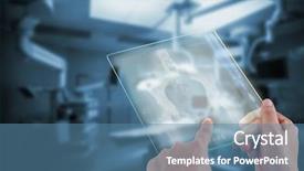  Presentation with operation room - Theme enhanced with digital tablet against empty operation background and a  colored foreground