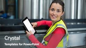  Presentation with using digital tablet - Colorful PPT theme enhanced with digital tablet at drinks production backdrop and a dark gray colored foreground