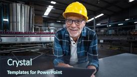  Presentation with using digital tablet - PPT theme enhanced with digital tablet at drinks production background and a ocean colored foreground