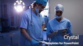  Presentation with digital hospital - Colorful presentation theme enhanced with digital tablet at hospital backdrop and a  colored foreground