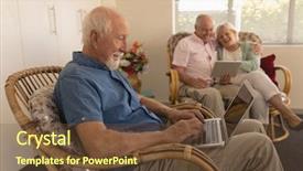  Presentation with using digital tablet - Audience pleasing PPT layouts consisting of digital tablet behind at nursing backdrop and a tawny brown colored foreground