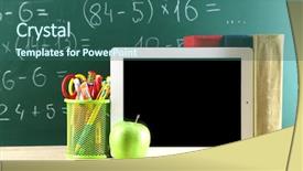  Presentation with digital books - Beautiful slide set featuring digital tablet books colorful pens backdrop and a ocean colored foreground