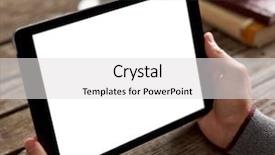  Presentation with computer vision abstract digital eye - Presentation theme having digital tablet computer with isolated background and a light gray colored foreground