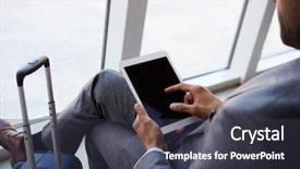  Presentation with airport lounge - Amazing presentation design having digital tablet in airport departure backdrop and a dark gray colored foreground