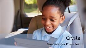  Presentation with using digital tablet - Audience pleasing PPT theme consisting of digital tablet on car journey backdrop and a light blue colored foreground