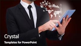  Presentation with electronics motherboard digital chip tech - Audience pleasing slide deck consisting of digital tablet pc against red backdrop and a black colored foreground