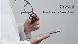  Presentation with pair - Beautiful slide set featuring digital tablet with a blank backdrop and a light gray colored foreground