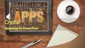  Presentation with vintage - Slide deck having digital tablet with coffee - software background and a tawny brown colored foreground