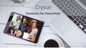  Presentation with multi ethnic group - Presentation theme enhanced with digital-tablet-with-multi-ethnic background and a lemonade colored foreground