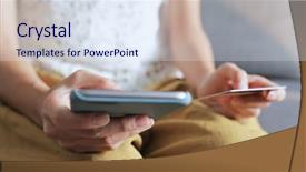  Presentation with credit card - Slide deck consisting of digital technology mobile bank - shopping on cellphone and credit background and a sky blue colored foreground