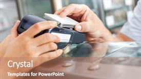  Presentation with butchery - Presentation having digital transactions - cropped image of male customer background and a coral colored foreground