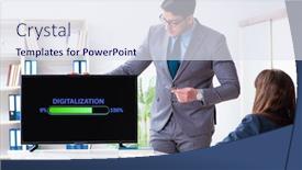  Presentation with digitalization - PPT layouts enhanced with digital-transformation-and-digitalization-concept background and a sky blue colored foreground