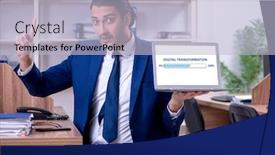  Presentation with digital transformation - PPT theme with digital-transformation-and-digitalization-concept background and a light blue colored foreground