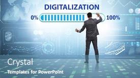  Presentation with digitalization - Slide deck having digital-transformation-and-digitalization-concept background and a teal colored foreground