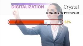  Presentation with digitalization - Colorful slide deck enhanced with digital-transformation-and-digitalization-concept backdrop and a white colored foreground