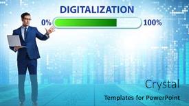  Presentation with digitalization - Cool new theme with digital-transformation-and-digitalization-concept backdrop and a light blue colored foreground
