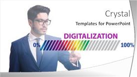 Presentation with digitalization - Colorful slide set enhanced with digital-transformation-and-digitalization-concept backdrop and a white colored foreground