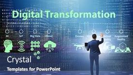  Presentation with technology transformation - Slide set with digital-transformation-and-digitalization-technology background and a ocean colored foreground