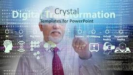  Presentation with technology transformation - Theme consisting of digital-transformation-and-digitalization-technology background and a light blue colored foreground