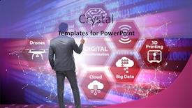  Presentation with technology transformation - Theme enhanced with digital-transformation-and-digitalization-technology background and a light blue colored foreground