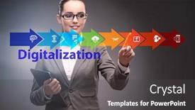  Presentation with technology transformation - Beautiful PPT theme featuring digital-transformation-and-digitalization-technology backdrop and a dark gray colored foreground
