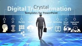  Presentation with digitalization - Amazing PPT theme having digital-transformation-and-digitalization-technology backdrop and a light blue colored foreground