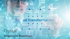  Presentation with technology transformation - PPT theme consisting of digital-transformation-and-digitalization-technology background and a light blue colored foreground