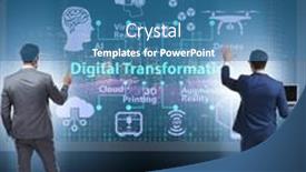  Presentation with technology transformation - Slides enhanced with digital-transformation-and-digitalization-technology and a teal colored foreground