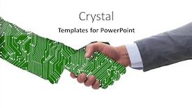  Presentation with digital transformation - Presentation theme having digital-transformation-concept-with-handshake background and a white colored foreground