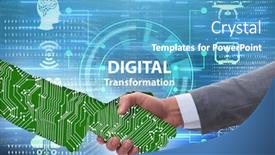 Presentation with digital transformation - Presentation theme consisting of digital-transformation-concept-with-handshake background and a teal colored foreground