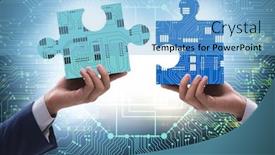  Presentation with digital transformation - Cool new theme with digital-transformation-concept-with-jigsaw backdrop and a light blue colored foreground