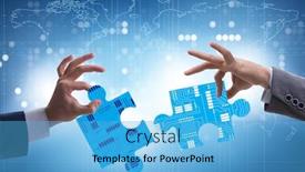  Presentation with digital transformation - Colorful slide deck enhanced with digital-transformation-concept-with-jigsaw backdrop and a light blue colored foreground