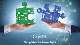  Presentation with digital transformation - Audience pleasing presentation theme consisting of digital-transformation-concept-with-jigsaw backdrop and a teal colored foreground