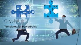  Presentation with digital transformation - Presentation featuring digital-transformation-concept-with-jigsaw background and a light blue colored foreground