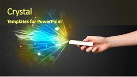 Presentation with shining - Amazing PPT layouts having digital tv - hand holding a remote control backdrop and a  colored foreground