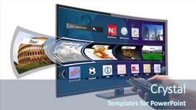  Presentation with remote - Slide deck featuring digital tv - smart tv with apps background and a ocean colored foreground