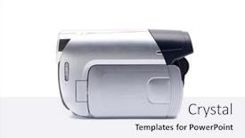  Presentation with video background - Cool new slides with digital-video-camcorder-isolated backdrop and a light blue colored foreground