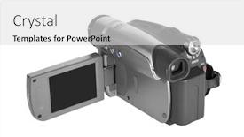  Presentation with video background - Audience pleasing PPT layouts consisting of digital-video-camera-on-white backdrop and a light gray colored foreground